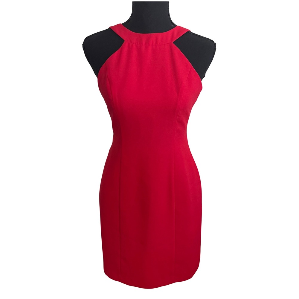 Vintage Alchemy Womens Red Open Back Halter Sheath Mini Dress Size 4 Retro 90s